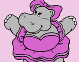 Dibuix Hipopótama amb llaç pintat per elisabeth