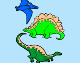 Dibuix Tres classes de dinosauris  pintat per dinosaurios