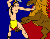 Dibuix Gladiador contra lleó pintat per GUILLEM PALAU