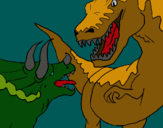 Dibuix Lluita de dinosauris pintat per arnau