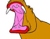 Dibuix Hipopòtam amb la boca oberta pintat per Míriam Ferran