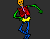 Dibuix Esquelet content  pintat per SERGI