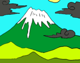Dibuix Mont Fuji pintat per mar