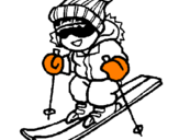 Dibuix Nen esquiant  pintat per MARIA P