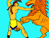 Dibuix Gladiador contra lleó pintat per david