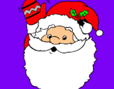 Dibuix Papa Noel saludant  pintat per cara de papa noel
