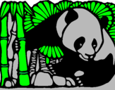 Dibuix Ós Panda i Bambú pintat per Gerard   Comes Sanches