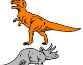 Dibuix Triceratops i tiranosaurios rex  pintat per RAUL MANZANEDA