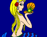 Dibuix Sirena i perla pintat per anònim