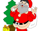 Dibuix Santa Claus i un arbre de nadal  pintat per berta camprubí