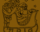 Dibuix Pare Noel en el seu trineu  pintat per BIEL AM
