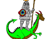 Dibuix Sant Jordi i el drac pintat per ROGER PIÑOL