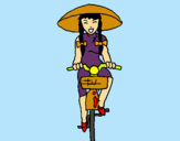Dibuix Xina amb bicicleta pintat per eva