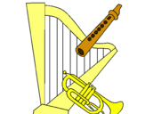 Dibuix Arpa, flauta i trompeta pintat per 123