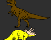 Dibuix Triceratops i tiranosaurios rex  pintat per  marina 