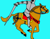 Dibuix Cavaller a cavall IV pintat per quim