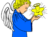 Dibuix Àngel i estrella pintat per albertcb