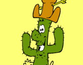 Dibuix Cactus amb barret  pintat per arnau  visca el barça