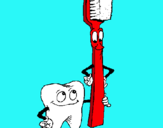 Dibuix Queixal i raspall de dents pintat per Emi