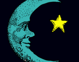 Dibuix Lluna i estrella pintat per nuria