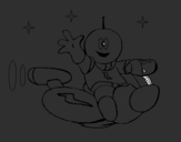 Dibuix Marcià amb moto espacial pintat per Santi