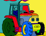 Dibuix Tractor en funcionament  pintat per jan