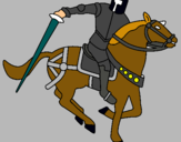Dibuix Cavaller a cavall IV pintat per marc