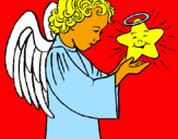 Dibuix Àngel i estrella pintat per montse  romagosa