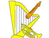 Dibuix Arpa, flauta i trompeta pintat per 555