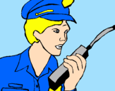 Dibuix Policia amb el walkie pintat per joana