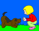 Dibuix Nena i gos jugant  pintat per marta