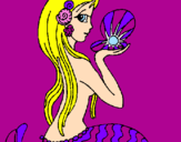 Dibuix Sirena i perla pintat per adriana
