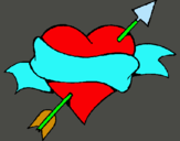 Dibuix Cor, fletxa i llaç pintat per marina