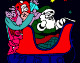 Dibuix Pare Noel en el seu trineu  pintat per joan boada