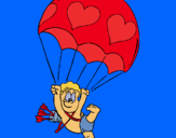 Dibuix Cupido en paracaigudes pintat per zaida