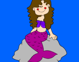 Dibuix Sirena asseguda en una roca  pintat per clara
