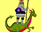 Dibuix Sant Jordi i el drac pintat per omar