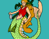 Dibuix Sirena amb llarga cabellera  pintat per alba