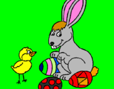 Dibuix Pollet, conillet i ous pintat per albert