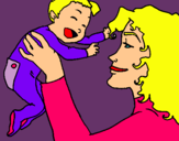 Dibuix Mare amb la seva nadó pintat per familia          