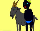 Dibuix Cabra i nen africà pintat per júlia
