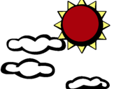 Dibuix Sol i núvols 2 pintat per GENÍS SANS ESQUÉ