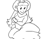 Dibuix Princesa asseguda pintat per AINA