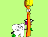 Dibuix Queixal i raspall de dents pintat per laura gonzalez