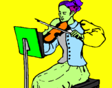Dibuix Dama violinista pintat per Santi