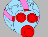 Dibuix Terra amb màscara de gas pintat per mireia b