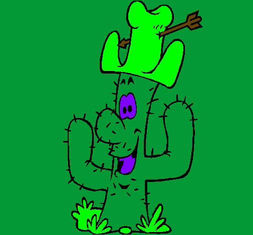 Dibuix Cactus amb barret  pintat per biel boix