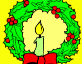 Dibuix Corona de nadal i una espelma pintat per mireia