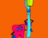 Dibuix Queixal i raspall de dents pintat per mire