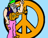Dibuix Músic hippy  pintat per meritxell